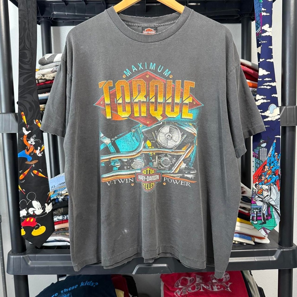 Vintage 90s Harley Davidson Maximum Torque V-Twin T-Shirt XL Faded Biker Tee